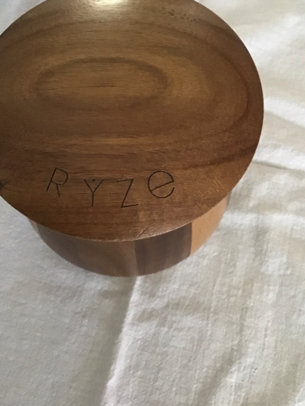 Wooden Decorative Bowl - Striped Natural Wood